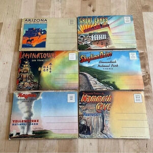 VTG Souvenir postcard folder lot Mammoth Skyline Arizona Chinatown Yellowstone